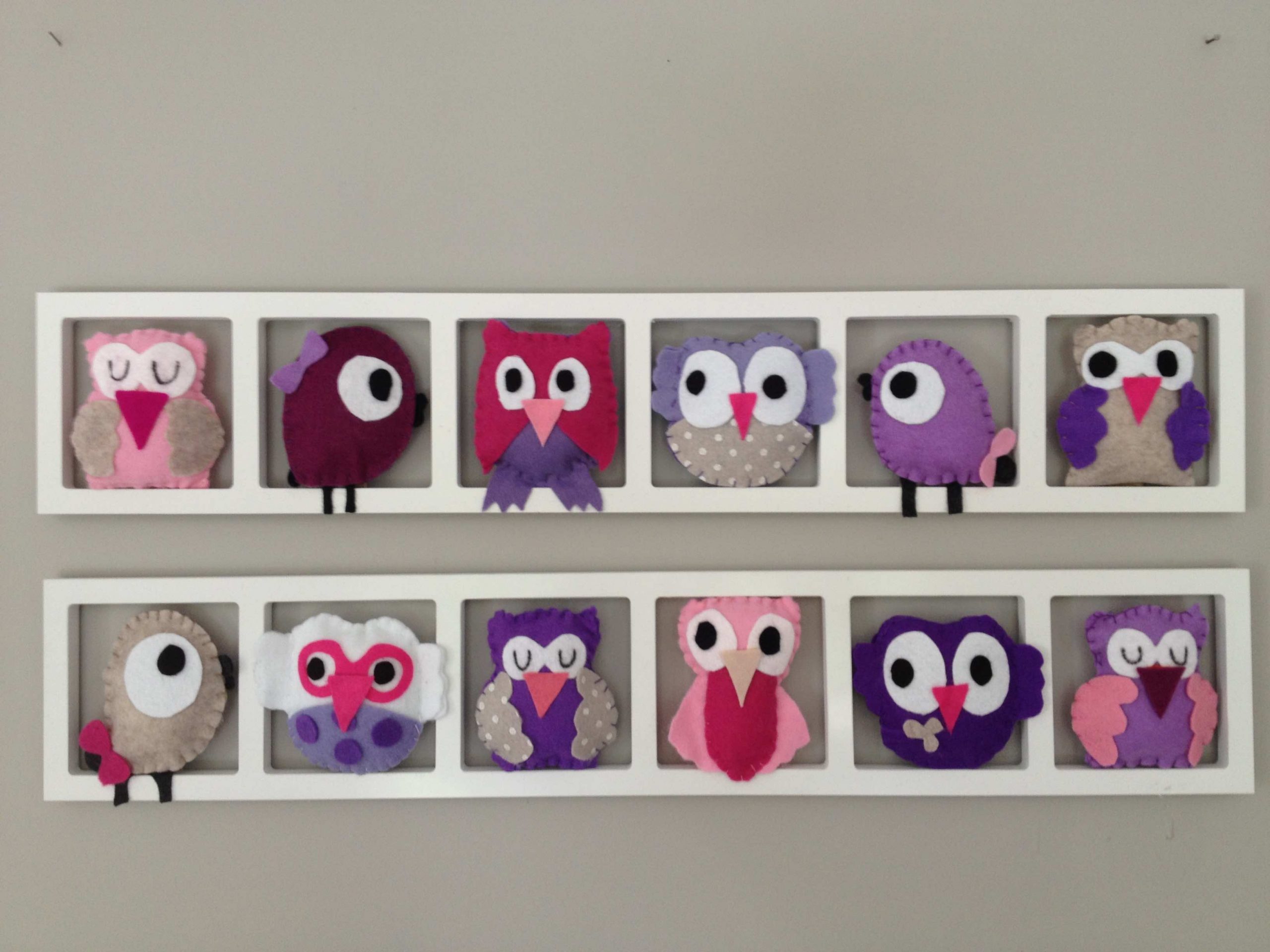 Cadre Mural Deco Hiboux Et Oiseaux Chambre De Bebe Fille Tons Rose Lila Beige Petites Perles